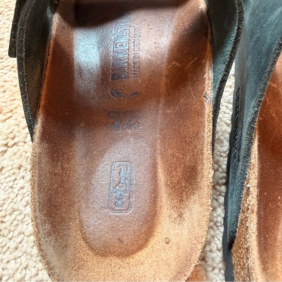 Birkenstock Black Two-Strap Leather Slide Sandals Size 40 - Picture 6 of 10